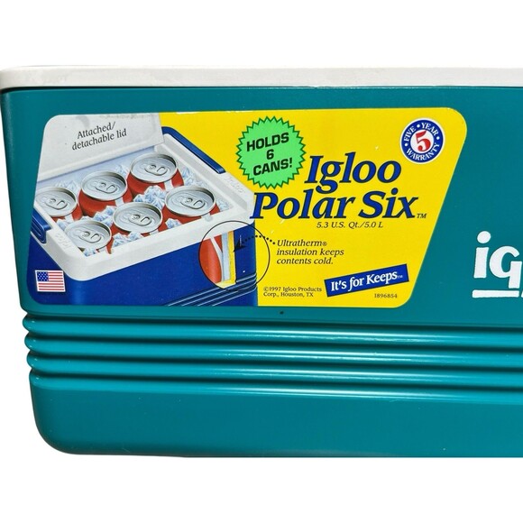 Igloo Polar Six teal purple ice chest insulated USA small lunch box 6 pack 1997 - Picture 2 of 12